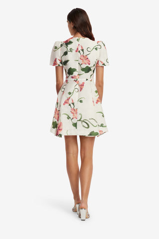 Elyse Short Sleeve Mini Dress - Vine Print in Snow Dress Mini