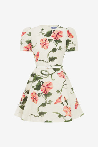 Elyse Short Sleeve Mini Dress - Vine Print in Snow Dress Mini
