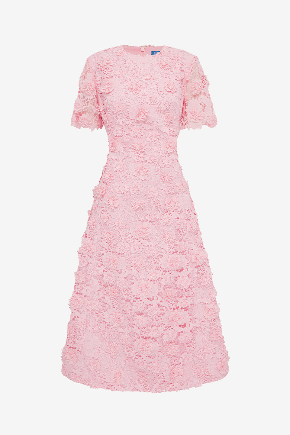 Exclusive LEO LIN Caroline Lace Short Sleeves Midi Dress - Blush Pink