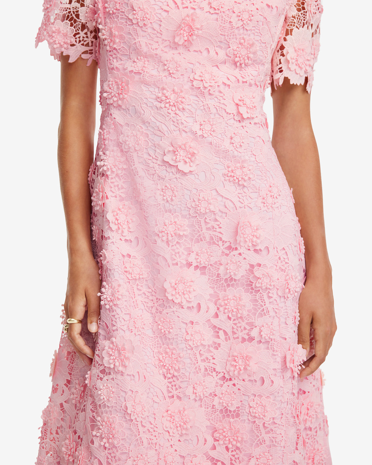 Caroline Lace Short Sleeves Midi Dress - Blush Pink LEO LIN Caroline Lace Short Sleeves Midi Dress - Blush Pink LEO LIN