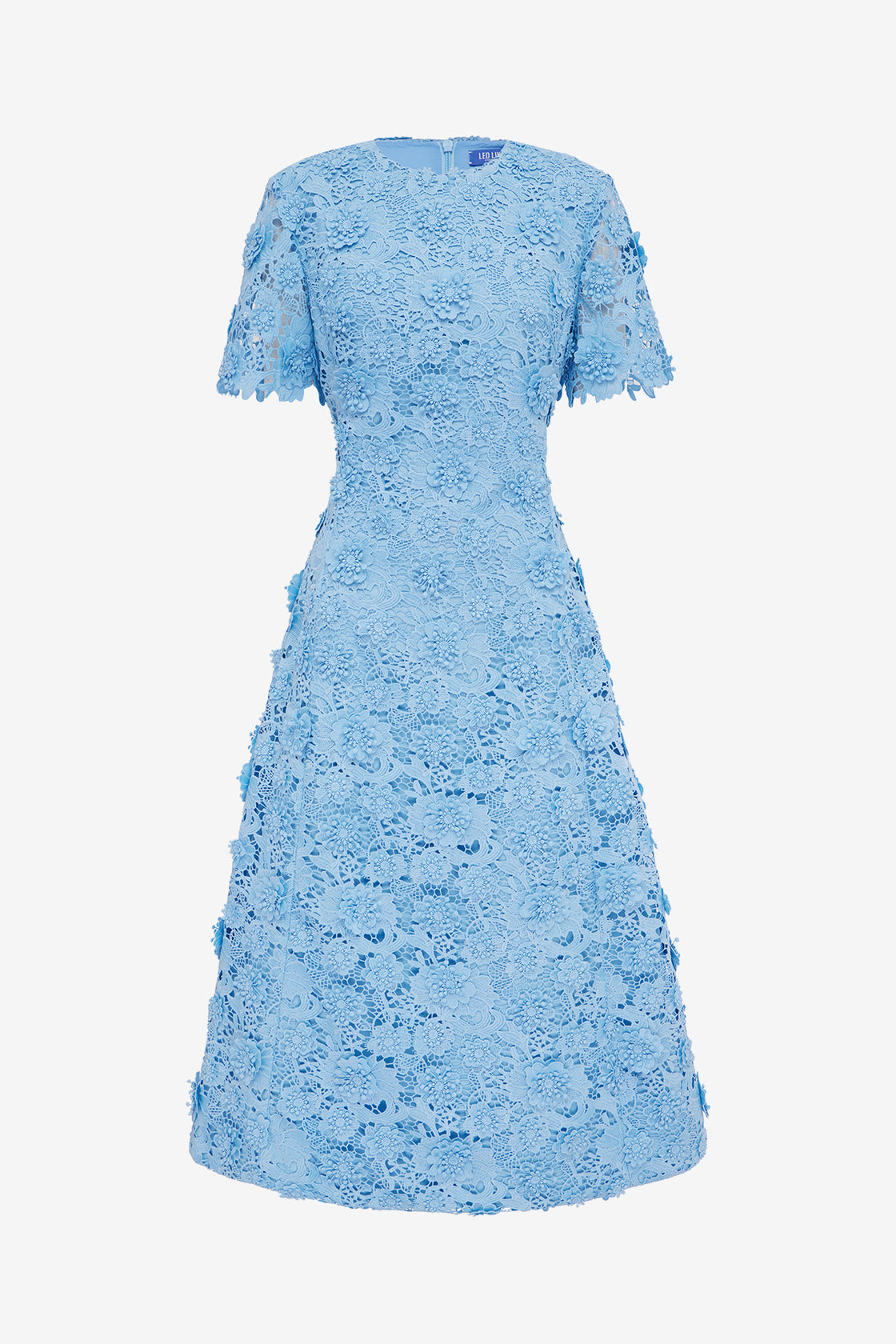 LEO LIN - Caroline Lace Short Sleeves Midi Dress - Pastel Blue LEO LIN - Caroline Lace Short Sleeves Midi Dress - Pastel Blue