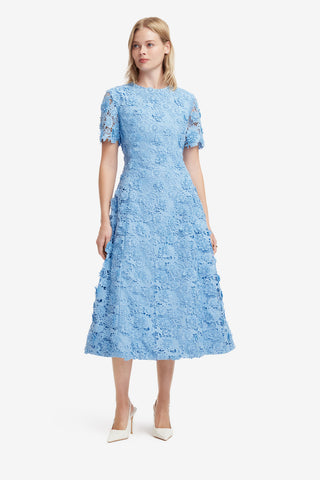 LEO LIN - Caroline Lace Short Sleeves Midi Dress