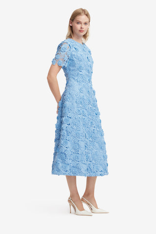 LEO LIN - Caroline Lace Short Sleeves Midi Dress