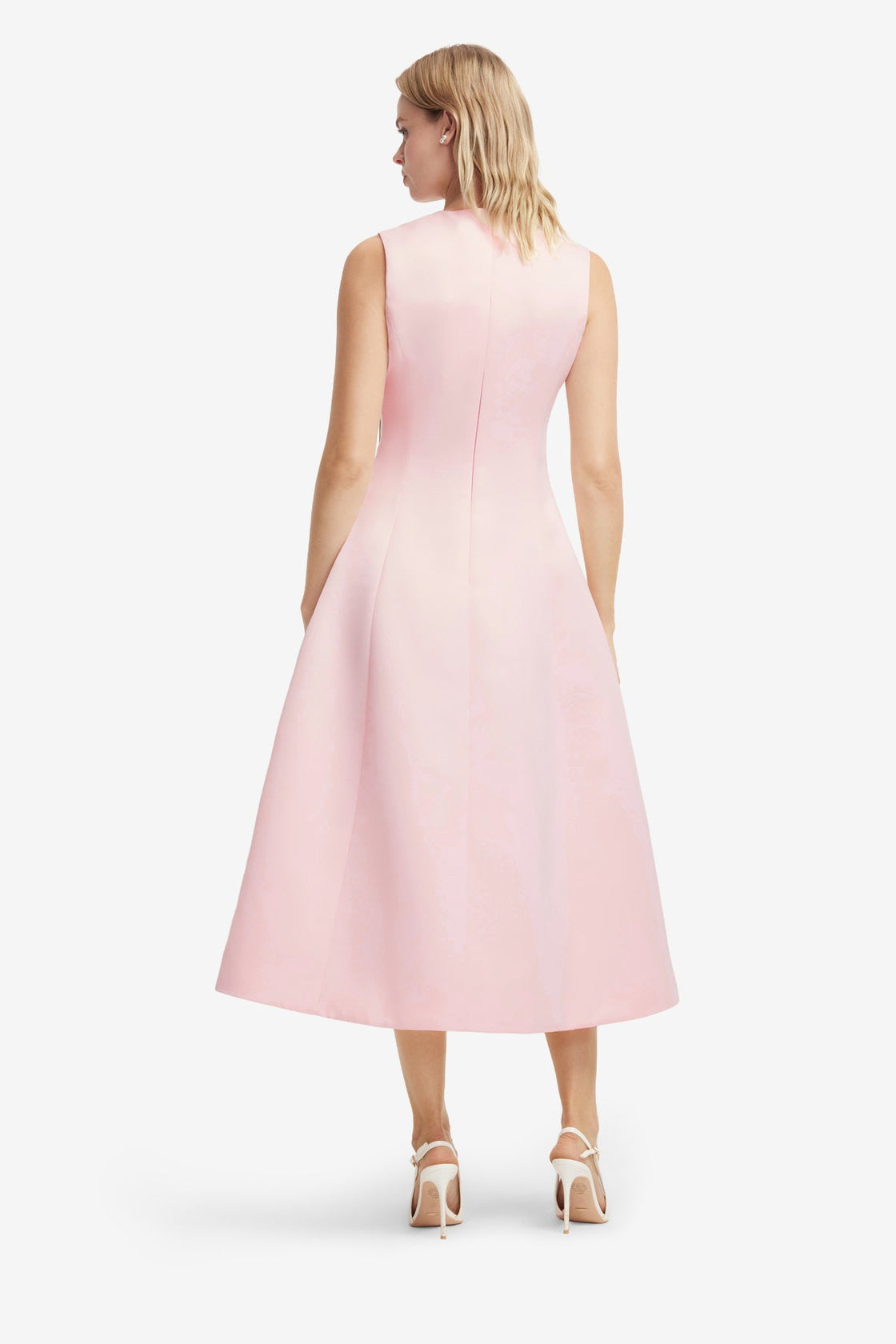 Cleo Appliqué Sleeveless Midi Dress - Vine Print in Pink Dress Midi