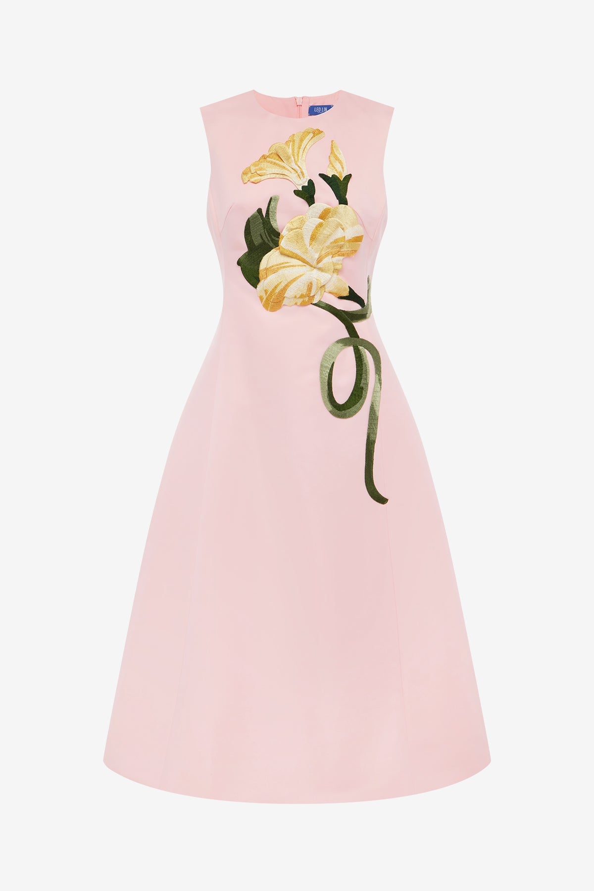 leo lin cleo dress Women's Appliqué Sleeveless Midi - Pink Maggie Sottero Elegance Wedding cartnote Bold hue with effortless Color:RUST STRIPE