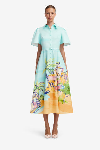 Bianca Short Sleeve Midi Dress - Voyage Print Dress Midi