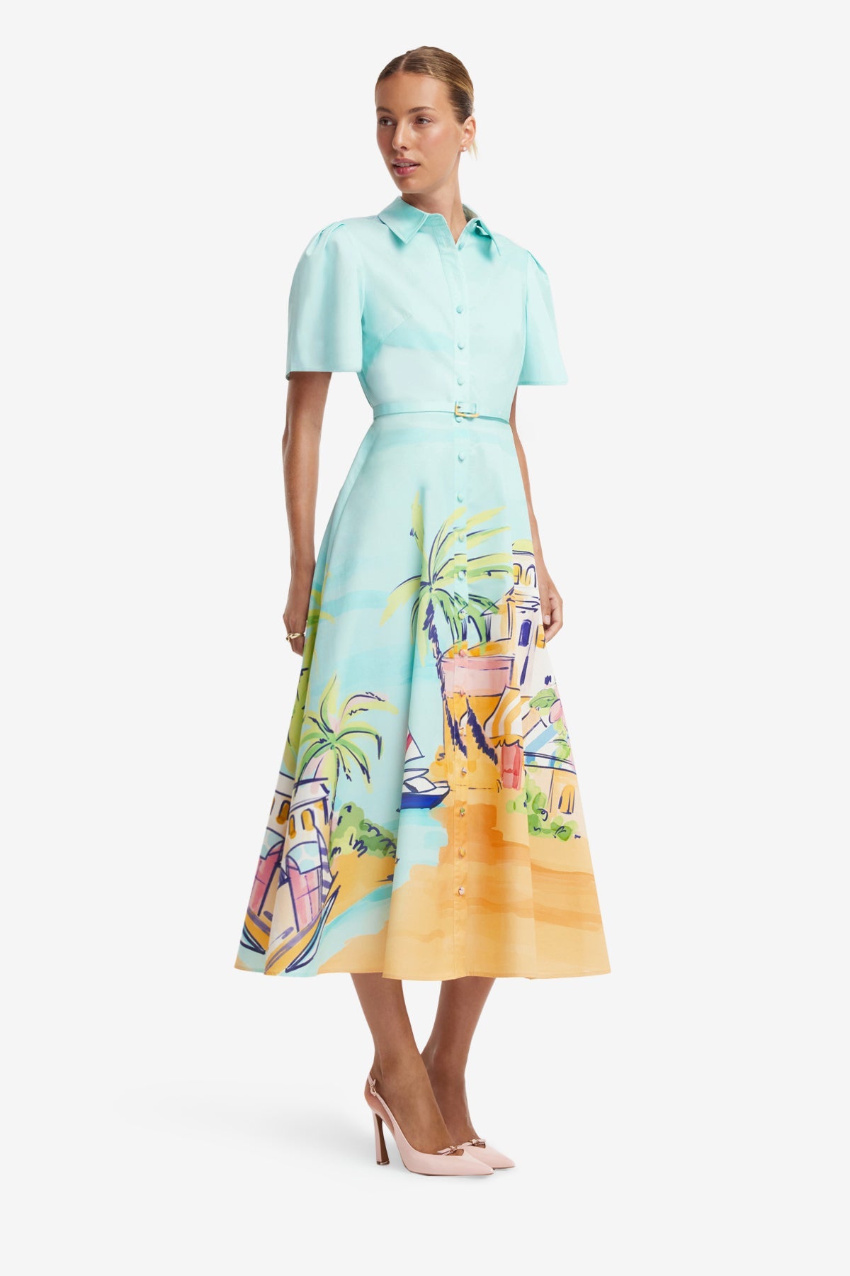 Bianca Short Sleeve Midi Dress - Voyage Print – LEO LIN