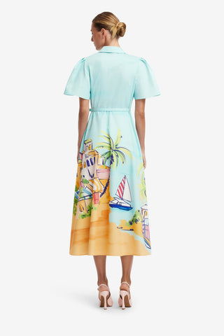 Bianca Short Sleeve Midi Dress - Voyage Print Dress Midi