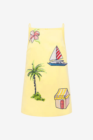 Leia Embroidered Mini Dress - Havana Print Dress Mini