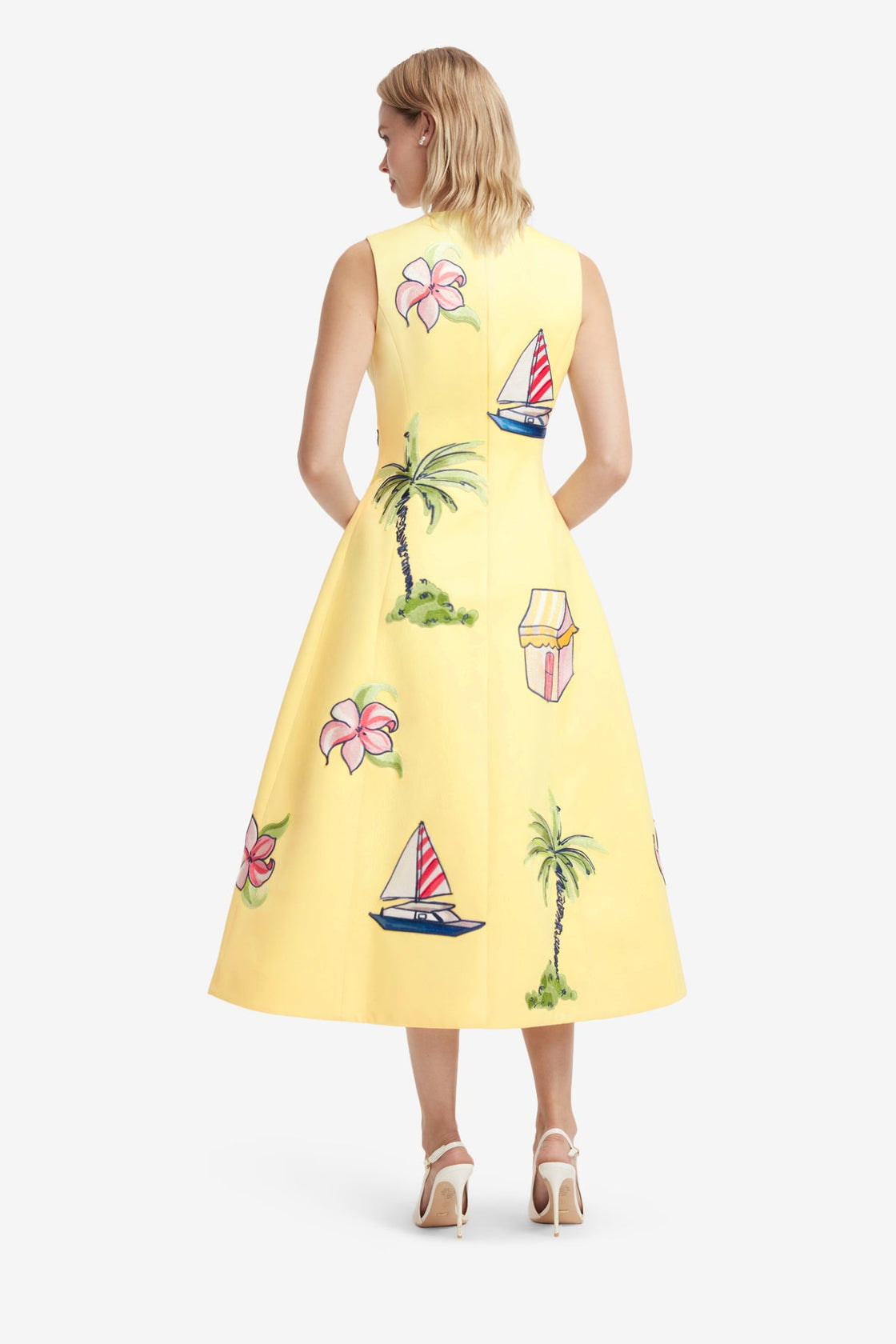 Cleo Embroidered Sleeveless Midi Dress - Havana Print Dress Midi