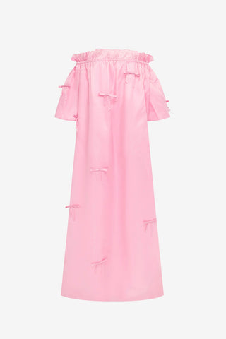 Liana Bow Off Shoulder Maxi Dress - Pink Dress Maxi