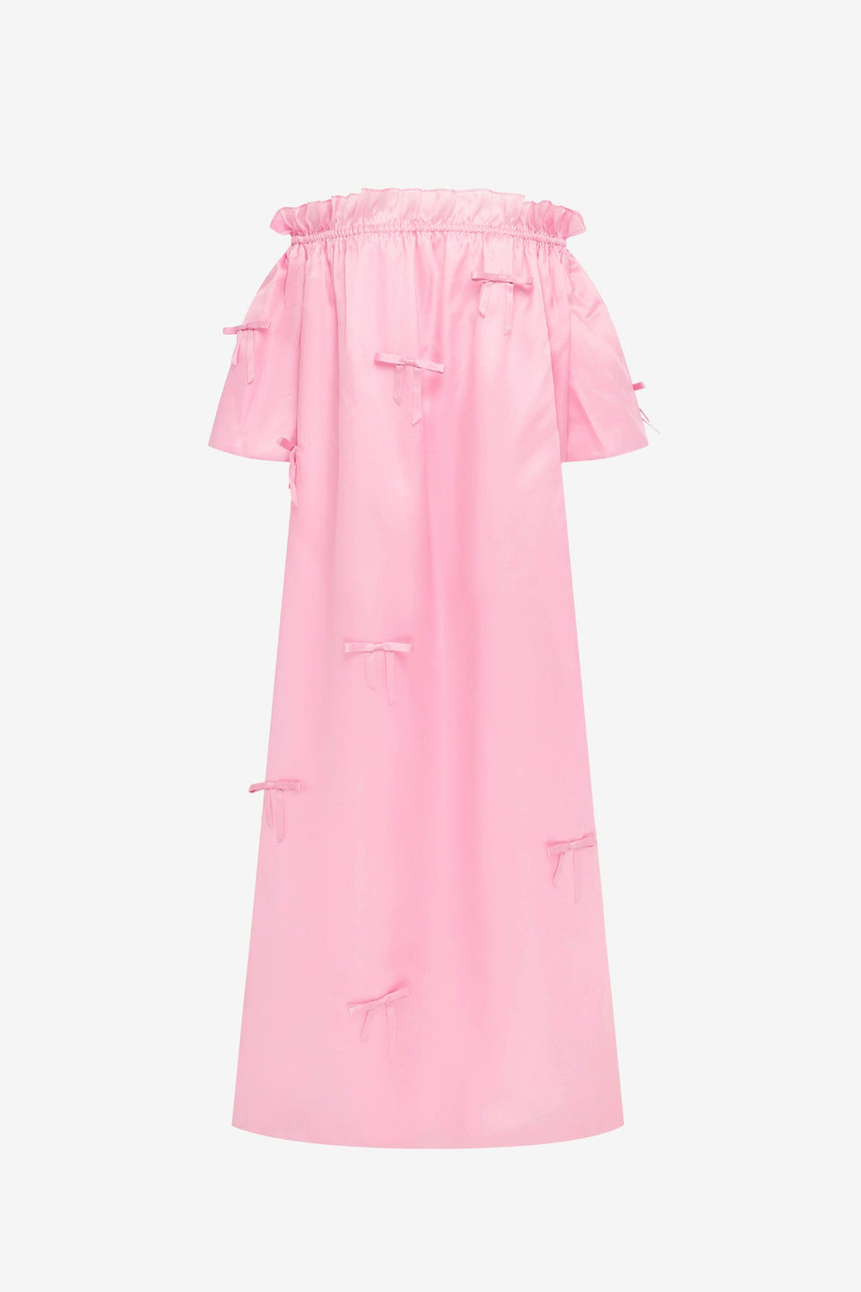 Liana Bow Off Shoulder Maxi Dress - Pink Dress Maxi