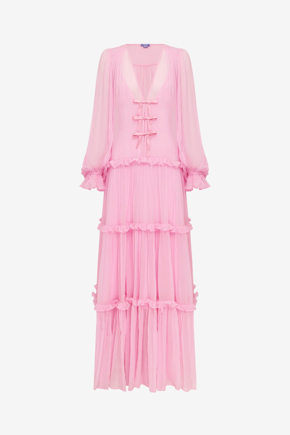 Teresa Bow Tiered Maxi Dress - Pink Dress Maxi