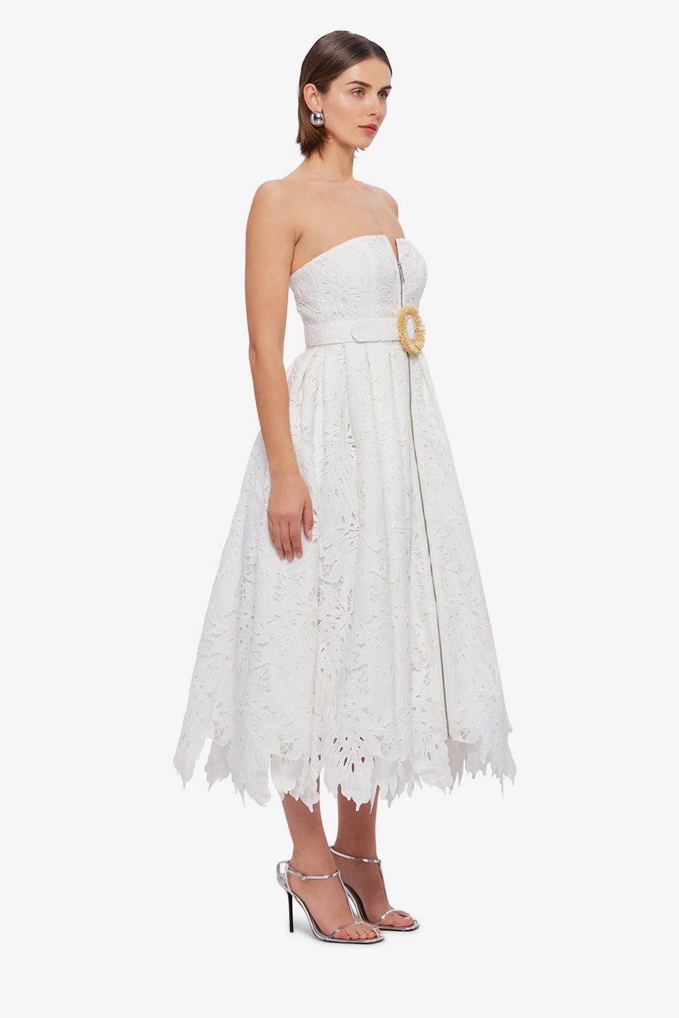 Exclusive LEO LIN Norine Bustier Midi Dress - Snow
