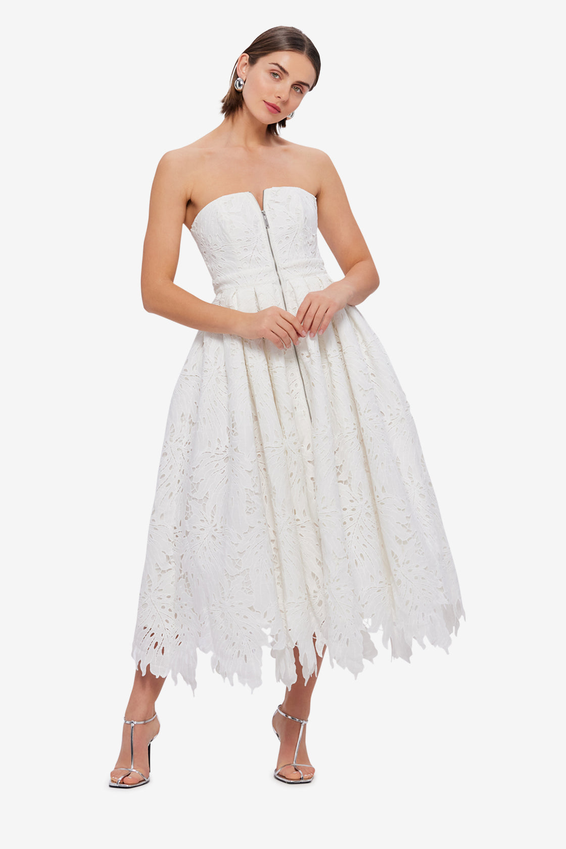 Exclusive LEO LIN Norine Bustier Midi Dress - Snow