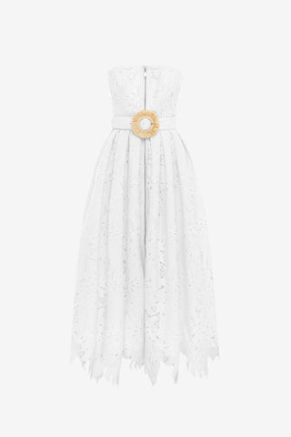 Exclusive LEO LIN Norine Bustier Midi Dress - Snow